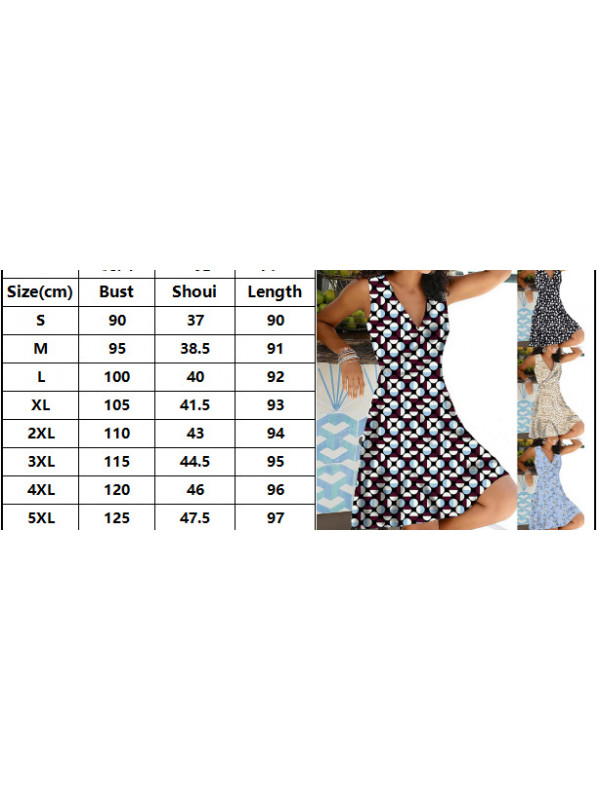 Womens Floral Boho V Neck Mini Summer Dress Ladies Holiday Sleeveless Sundress