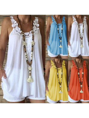 Womens Causal Loose Solid Sleeveless Tops Ladies Boho Pullover Cami Vest Blouse