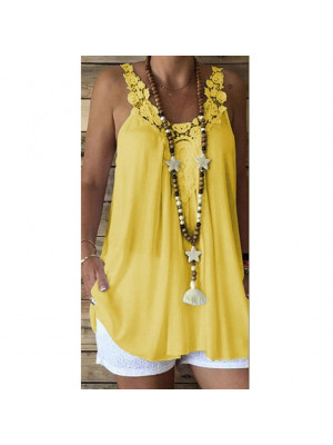 Womens Causal Loose Solid Sleeveless Tops Ladies Boho Pullover Cami Vest Blouse