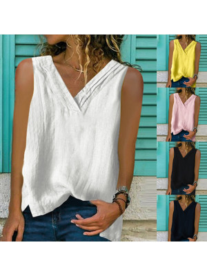 Womens Summer Sleeveless Loose T Shirt Vest Ladies Cami Pullover Blouse Tops Tee