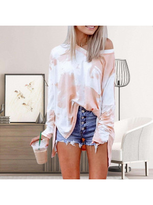 Women Off Shoulder Loose Sexy Tops Ladies Long Sleeve Round Neck T-Shirt UK 6-14