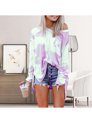 Women Off Shoulder Loose Sexy Tops Ladies Long Sleeve Round Neck T-Shirt UK 6-14