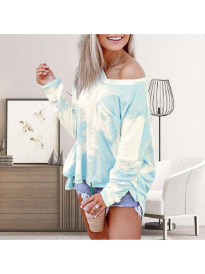 Women Off Shoulder Loose Sexy Tops Ladies Long Sleeve Round Neck T-Shirt UK 6-14