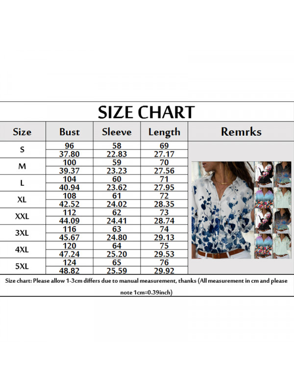 Womens Floral Buttons Tunic Tops Ladies Long Sleeve T-shirt Loose Casual Blouse