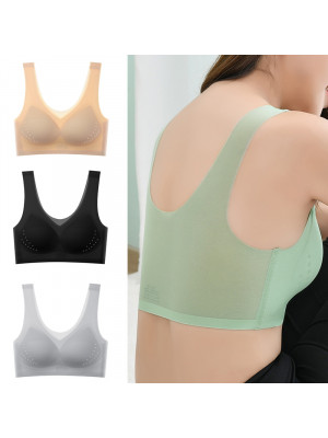 Womens Ultra-thin Ice Silk Bra Summer Seamless No buckle Wire-free Bralette Bras