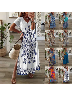 Womens Summer Beach Long Maxi Dress Ladies Holiday Party Boho Sundress Plus Size