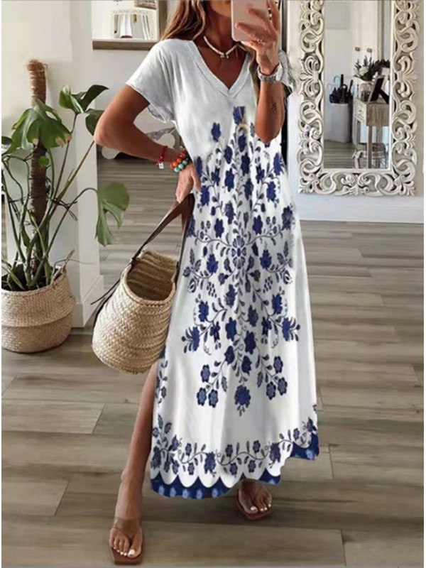 Womens Summer Beach Long Maxi Dress Ladies Holiday Party Boho Sundress Plus Size