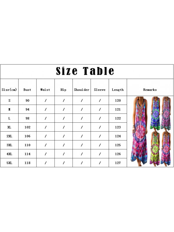 Plus Size Ladies Sleeve Tank Dress Women Summer Boho Flroal Crew Neck Sundress