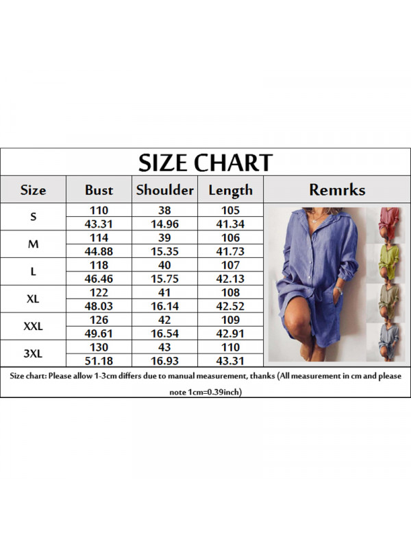 Women Long Sleeve Shirt Dress Ladies Cotton Long Blouse Tops Holiday Dresses UK