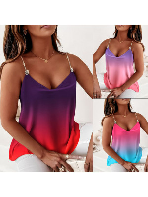 Ladies Casual Baggy Sleeveless Tops Women Sexy Vest Strappy V Neck Summer Tees UK