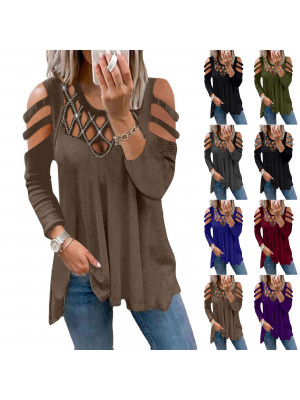 Plus Size Womens Sexy Slim Tops Long Sleeve Blouse Ladies T Shirt V Neck Tees