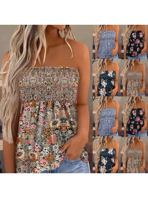 Women's Strapless Bandeau Boob Tube Tops Ladies Beach Blouse T Shirt Top Summer