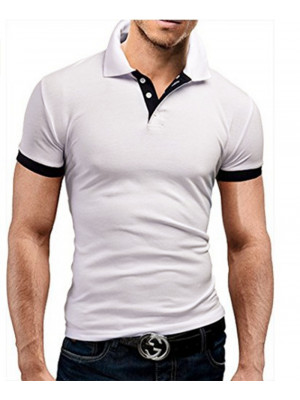 Men's Embroidered Solid Polo Shirt Male Casual Business Golf T-shirt Sports Comfort Tops