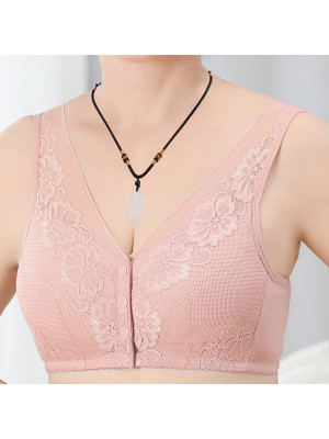 Womens Front Fastening Bra Ladies Cotton Non Wired Padded Comfort Stretch Bra