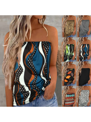 Summer Womens Strapless Bandeau Boob Tube Tops Ladies Beach Blouse Boho T Shirt