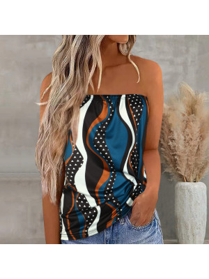 Summer Womens Strapless Bandeau Boob Tube Tops Ladies Beach Blouse Boho T Shirt