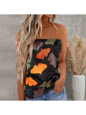 Summer Womens Strapless Bandeau Boob Tube Tops Ladies Beach Blouse Boho T Shirt