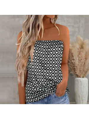 Summer Womens Strapless Bandeau Boob Tube Tops Ladies Beach Blouse Boho T Shirt