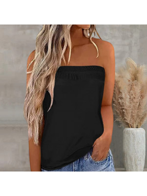 Summer Womens Strapless Bandeau Boob Tube Tops Ladies Beach Blouse Boho T Shirt