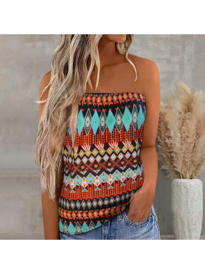 Summer Womens Strapless Bandeau Boob Tube Tops Ladies Beach Blouse Boho T Shirt