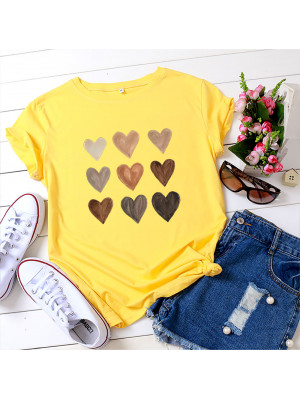 Womens Casual Print Tops Summer Ladies Blouse Plus Size Cotton T Shirt Basic Tee