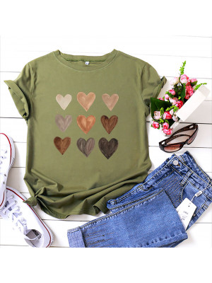 Womens Casual Print Tops Summer Ladies Blouse Plus Size Cotton T Shirt Basic Tee