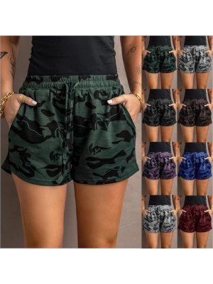 Womens Elastic Waist Camouflage Shorts  Ladies Summer Casual Hot Pants Plus Size