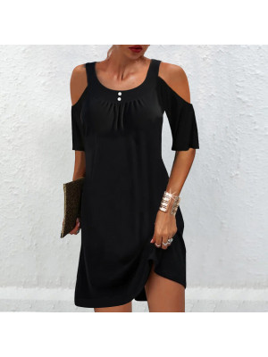 Plus Size Womens Summer Beach Midi Dress Ladies Casual Off Shoulder Sundress