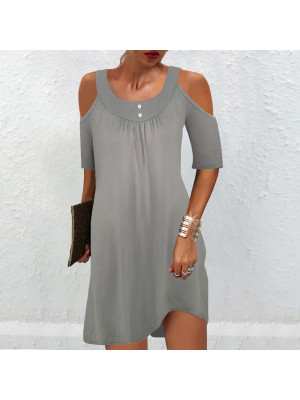 Plus Size Womens Summer Beach Midi Dress Ladies Casual Off Shoulder Sundress