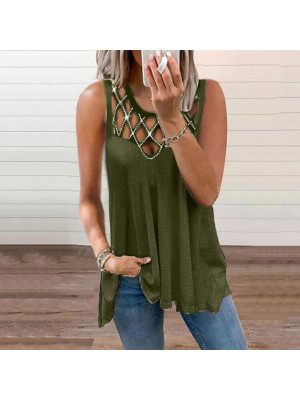 Womens Sleeveless Plain T Shirt Lady Casual Slim Tops Tee Blouse Plus Size Vest