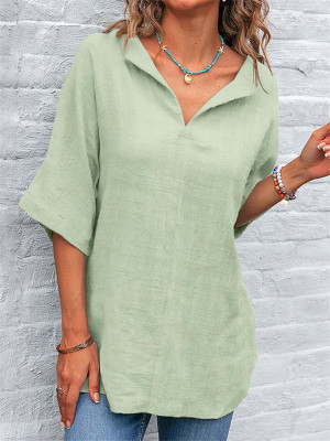 Plus Size Womens Retro Cotton Linen Tunic T-Shirt Tops Lady Casual Baggy Blouse