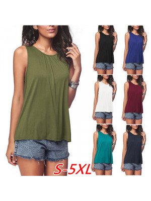 Plus Size Womens Baggy Tops Ladies Casual Plain Vest Blouse T-Shirt Tank Blouse