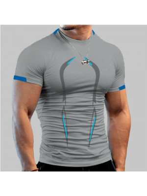 Mens Short Sleeve Quick Drying Tops Casual Slim Fit Muscle Tee T-shirt Blouse 