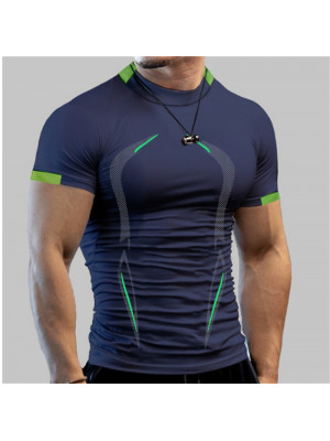 Mens Short Sleeve Quick Drying Tops Casual Slim Fit Muscle Tee T-shirt Blouse 