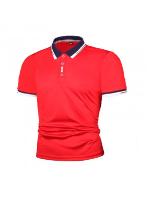 Mens Short Sleeve Polo Shirts Contrast Casual Tops Golf Slim Fit T-Shirt S-5XL