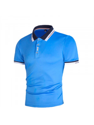 Mens Short Sleeve Polo Shirts Contrast Casual Tops Golf Slim Fit T-Shirt S-5XL