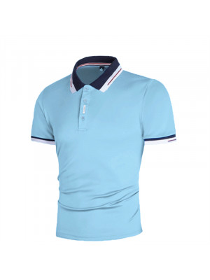 Mens Short Sleeve Polo Shirts Contrast Casual Tops Golf Slim Fit T-Shirt S-5XL