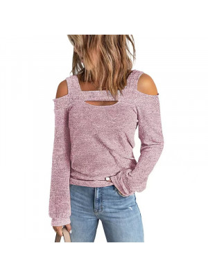 Womens Cold Shoulder Long Sleeve T Shirt Ladies Casual Loose Summer Tops Blouse