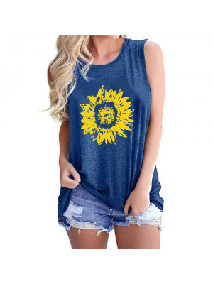 Womens Casual Sleeveless Vest Summer Tank Tops Ladies Loose Foral Cami T Shirt