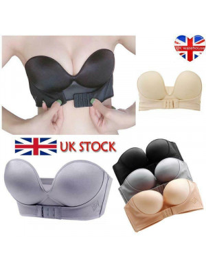 Women's Invisible Strapless Front Buckle Bra Push Up Lingerie Backless Underwear