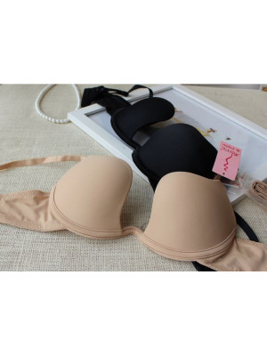 Women Sexy Seamless Bra Ladies Backless Invisible Plunge Deep V Low Cut Push Up