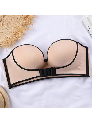 Women Strapless Push Up Bra Front Closure Bralette Invisible Bras Soft Underwear