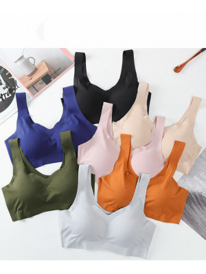 Women Seamless Ice Silk Bra Ladies Padded Bra Push Up Lingerie Bralette Crop Top