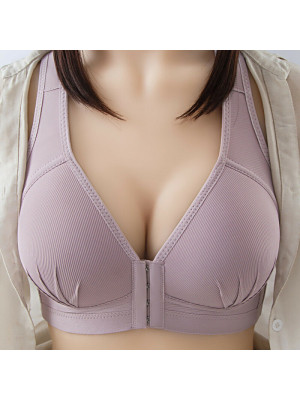 Womens Front Fastening Bra Ladies Non-wire Push up Brassiere Deep-V Lined Bra Up