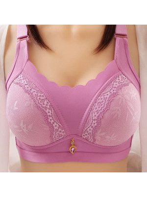 Women Wireless Deep V Lace Push Up Bras Ladies Gather Full Coverage Underwear UK