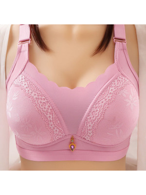 Women Wireless Deep V Lace Push Up Bras Ladies Gather Full Coverage Underwear UK