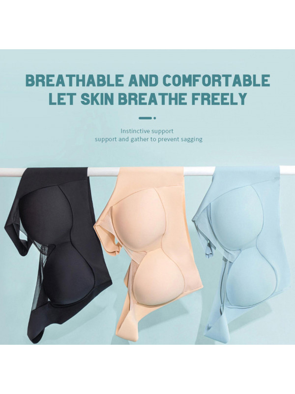 Women Ultra-thin Ice Silk Bra Summer Seamless No buckle Wire-free Bralette Bras