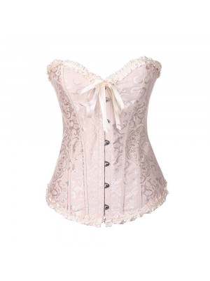 Womens Sexy Overbust Boned Corset Bustier Burlesque Basque Top Lace-Up Costume