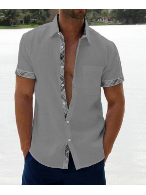 Mens Shirts Tops Summer Short Sleeve Casual Loose Buttons T-shirt Pocket Blouse