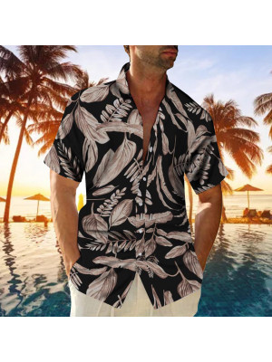 Mens Short Sleeve Palm Tree Hawaii Shirts Summer Beach Floral T Shirt Beach Tops